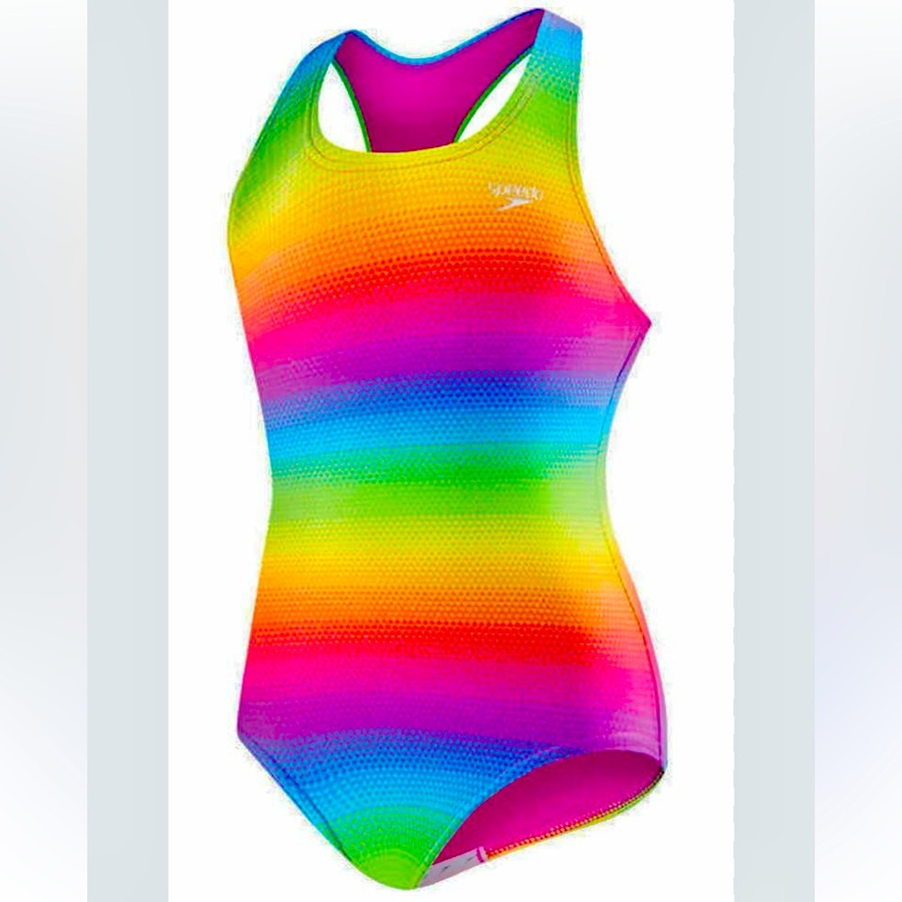 NWOT Speedo Girls Triangle Ombré Racerback One Piece